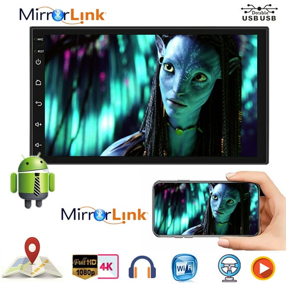 7 inch Double 2Din Car Radio Stereo Touch Screen Android Mirror Link GPS FM Wifi