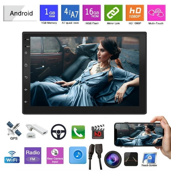 7 inch Doule Din Car Radio Carplay BT WiFi GPS Touchscreen USB Mirrorlink FM