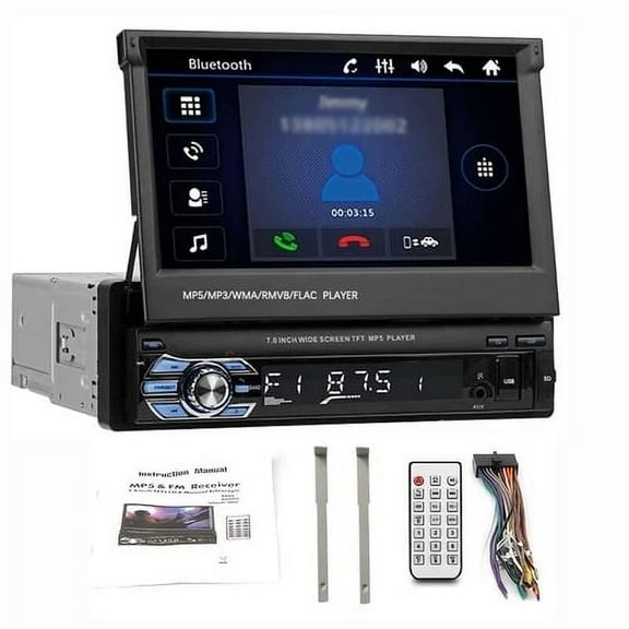 7 inch FM BT4.2 Car Stereo USB TF AUX Wince Infrared Remote Control Car Electric Telescopic Screen MP5 Single Spindle Player