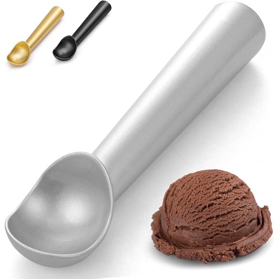 7 inch Ice Cream Scoop -One-Piece Nonstick Aluminum Ice Cream Scooper - Professional Metal Ice Cream Spoon - Durable, Easy to Use & Clean - Lightweight Cookie Spoon - Scoop Ice Cream (Sliver)