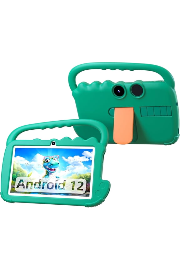 7 inch Kids Tablet Android Toddler Tablet, 7" Tableta for Boys Girls, 4GB RAM 32GB ROM WiFi Dual Camera IPS Safety Eye Protection Screen, Parental Control APP, Latest Model Kid Tablets, Green