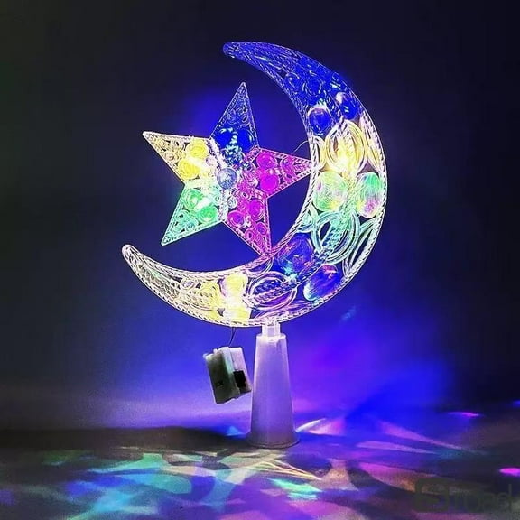7-inch LED Star Christmas Tree Topper, Warm White Lights Battery Operated Star Tree Topper For Xmas Tree, Shatterproof PC Material Holiday Home Decor For Christmas Festival,15CM-H,Christmas