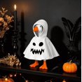 thumbnail image 1 of 7 inch Mini Desk Goose Outfits, Ghost Hooded Cape Porch Goose Outfits with Cute Face Print, for Halloween Birthdays Holiday Gift Home Decor (JaggedMaw Desk Goose), 1 of 4