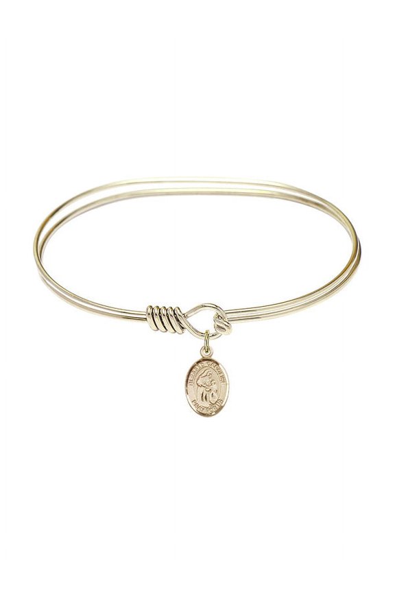 7 inch Oval Eye Hook Bangle Bracelet w/ Blessed Caroline Gerhardinger in Gold-Filled