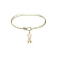 thumbnail image 1 of 7 inch Oval Eye Hook Bangle Bracelet w/ Cancer Awareness medal charm w/ Light Purple Swarovski Crystal, 1 of 3