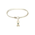 thumbnail image 1 of 7 inch Oval Eye Hook Bangle Bracelet w/ Cancer Awareness medal charm w/ May Green Swarovski Crystal, 1 of 3