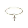thumbnail image 1 of 7 inch Oval Eye Hook Bangle Bracelet w/ Crucifix in Gold-Filled, 1 of 3