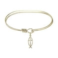 thumbnail image 1 of 7 inch Oval Eye Hook Bangle Bracelet w/ Fish / Cross in Gold-Filled, 1 of 3