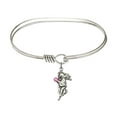 thumbnail image 1 of 7 inch Oval Eye Hook Bangle Bracelet w/ Guardian Angel medal charm w/ Rose Swarovski Crystal, 1 of 3