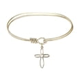thumbnail image 1 of 7 inch Oval Eye Hook Bangle Bracelet w/ Loop Cross medal charm w/ April Crystal Swarovski Crystal, 1 of 3