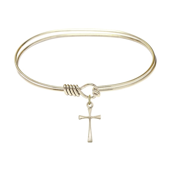 7 inch Oval Eye Hook Bangle Bracelet w/ Maltese Cross in Gold-Filled