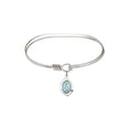 thumbnail image 1 of 7 inch Oval Eye Hook Bangle Bracelet w/ Miraculous Leaf in Sterling Silver, 1 of 3