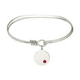 thumbnail image 1 of 7 inch Oval Eye Hook Bangle Bracelet w/ Plain Disc medal charm w/ July Red Swarovski Crystal, 1 of 3