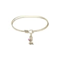 thumbnail image 1 of 7 inch Oval Eye Hook Bangle Bracelet w/ Praying Girl medal charm w/ Rose Swarovski Crystal, 1 of 3