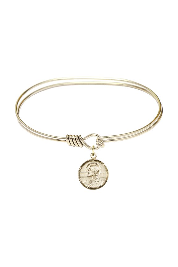 7 inch Oval Eye Hook Bangle Bracelet w/ Scapular in Gold-Filled
