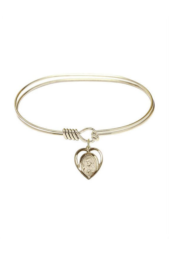 7 inch Oval Eye Hook Bangle Bracelet w/ Scapular in Gold-Filled