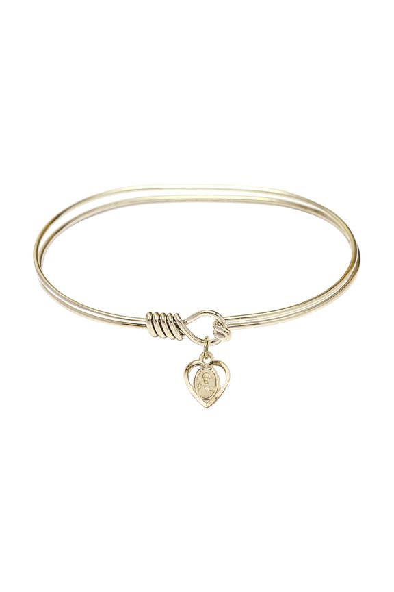 7 inch Oval Eye Hook Bangle Bracelet w/ Scapular in Gold-Filled