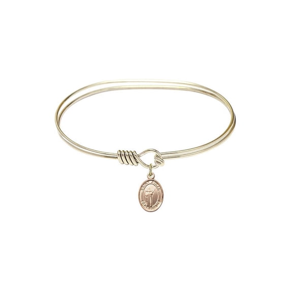 7 inch Oval Eye Hook Bangle Bracelet w/ St. Aidan of Lindesfarne in Gold-Filled