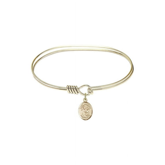 7 inch Oval Eye Hook Bangle Bracelet w/ St. Anthony of Padua in Gold-Filled