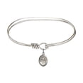 thumbnail image 1 of 7 inch Oval Eye Hook Bangle Bracelet w/ St. Christopher/Lacrosse in Sterling Silver, 1 of 3