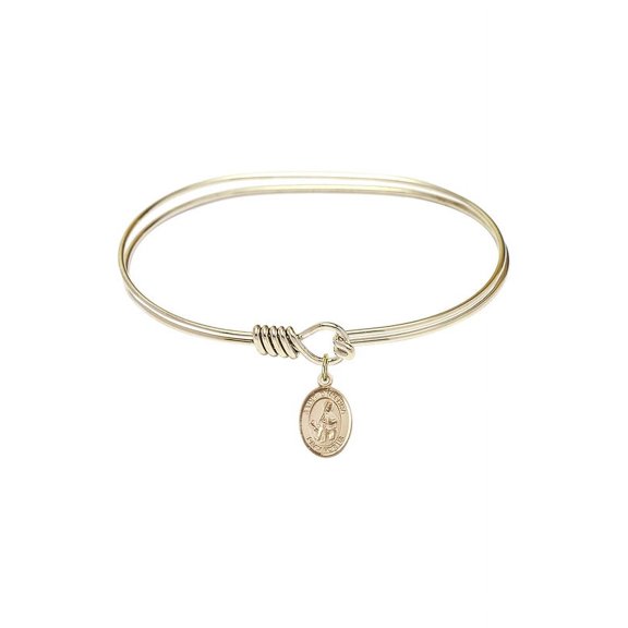 7 inch Oval Eye Hook Bangle Bracelet w/ St. Dymphna in Gold-Filled