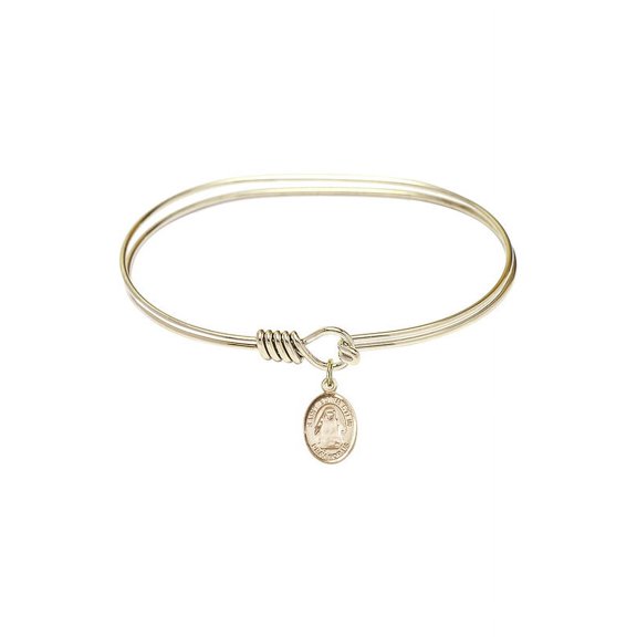 7 inch Oval Eye Hook Bangle Bracelet w/ St. Edith Stein in Gold-Filled