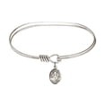 thumbnail image 1 of 7 inch Oval Eye Hook Bangle Bracelet w/ St. Gemma Galgani in Sterling Silver, 1 of 3