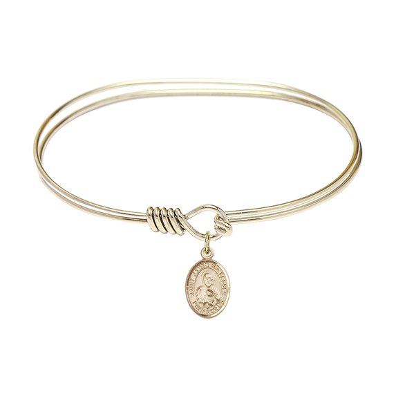 7 inch Oval Eye Hook Bangle Bracelet w/ St. James the Lesser in Gold-Filled