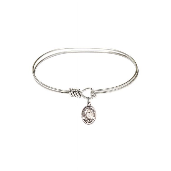 7 inch Oval Eye Hook Bangle Bracelet w/ St. Maria Bertilla Boscardin in Sterling Silver