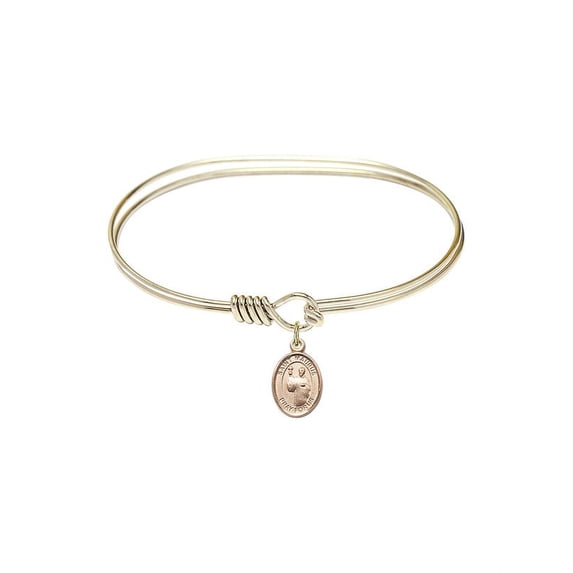 7 inch Oval Eye Hook Bangle Bracelet w/ St. Maurus in Gold-Filled