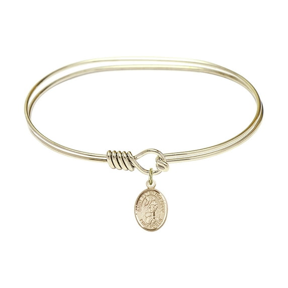 7 inch Oval Eye Hook Bangle Bracelet w/ St. Peter Nolasco in Gold-Filled