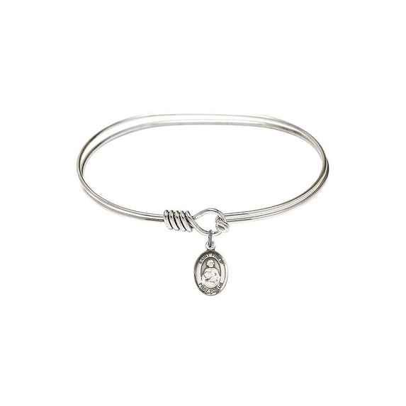 7 inch Oval Eye Hook Bangle Bracelet w/ St. Philip the Apostle in Sterling Silver