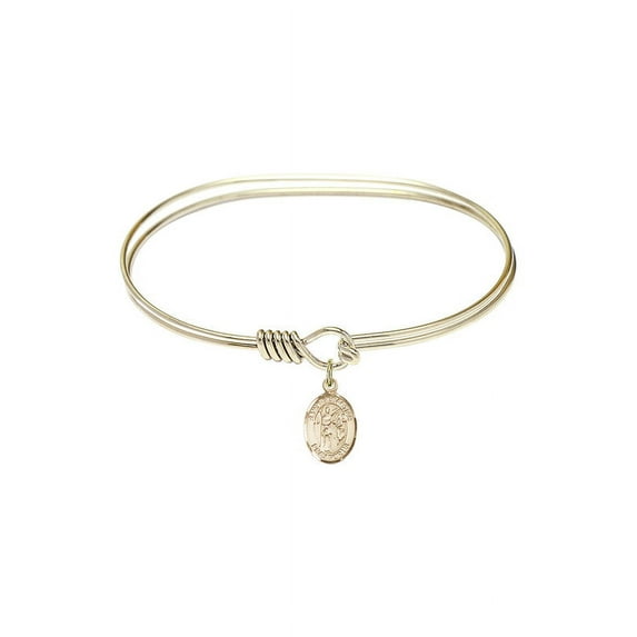 7 inch Oval Eye Hook Bangle Bracelet w/ St. Sebastian in Gold-Filled