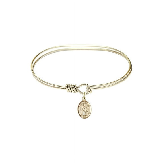 7 inch Oval Eye Hook Bangle Bracelet w/ St. Walter of Pontnoise in Gold-Filled