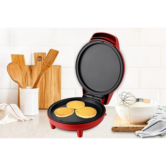 7-inch Personal Griddle Pizza Maker with Mini Oven Red Compact Cooking Surface