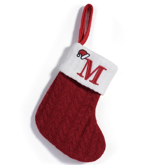 7-inch Red Knit Monogram Christmas Stockings,Personalized Initial Christmas Stocking, Family Holiday Xmas Party Decor