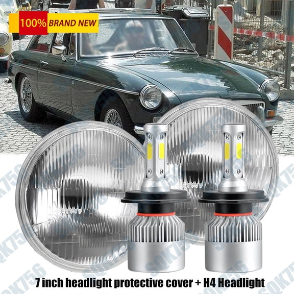 7 inch Round GLASS Headlights Headlamp High/Low Bulbs kit For MG MGB 1969-1981
