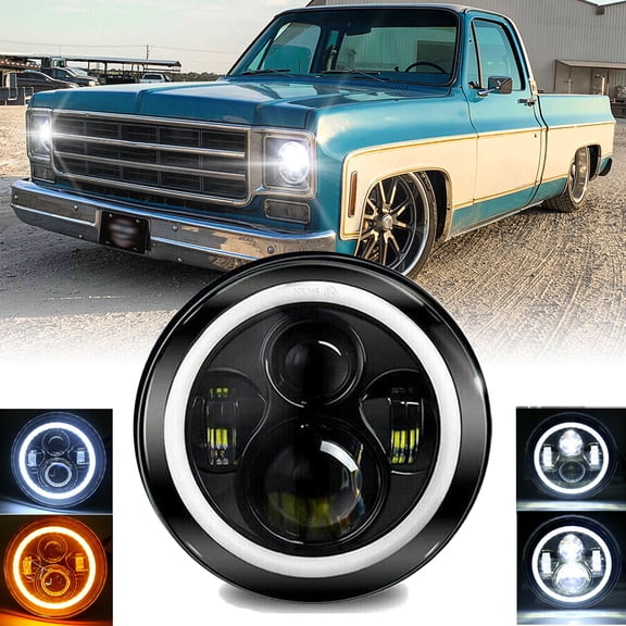 7" inch Round LED Halo Headlights High/Low DRL For Jeep Wrangler JK TJ LJ 97-18 US