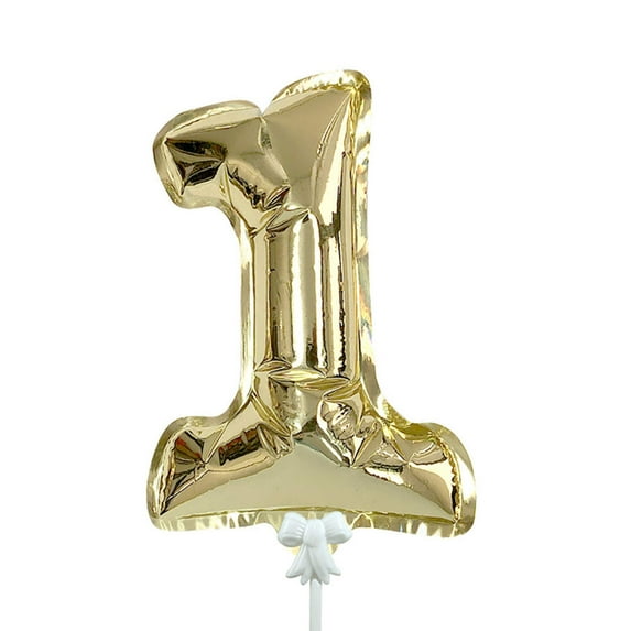 7 inch Self-Inflating Number 1 - Gold Foil Mylar Balloon - Party Supplies Decorations
