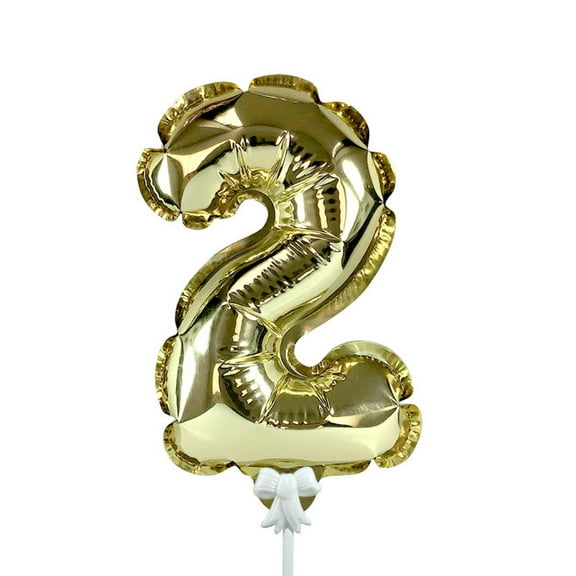 7 inch Self-Inflating Number 2 - Gold Foil Mylar Balloon - Party Supplies Decorations