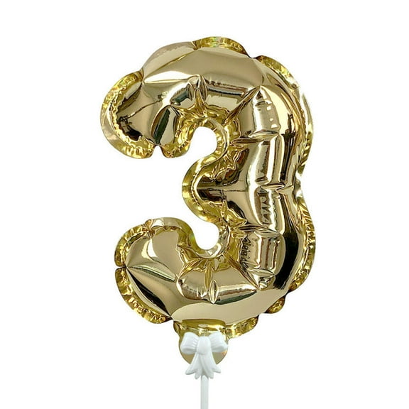 7 inch Self-Inflating Number 3 - Gold Foil Mylar Balloon - Party Supplies Decorations
