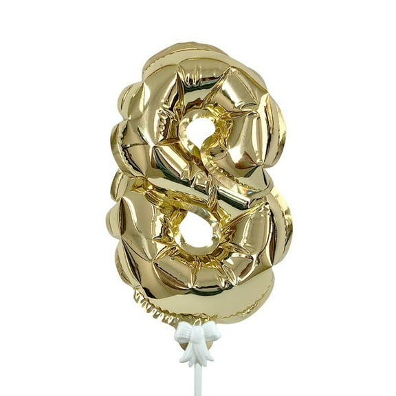 7 inch Self-Inflating Number 8 - Gold Foil Mylar Balloon - Party Supplies Decorations