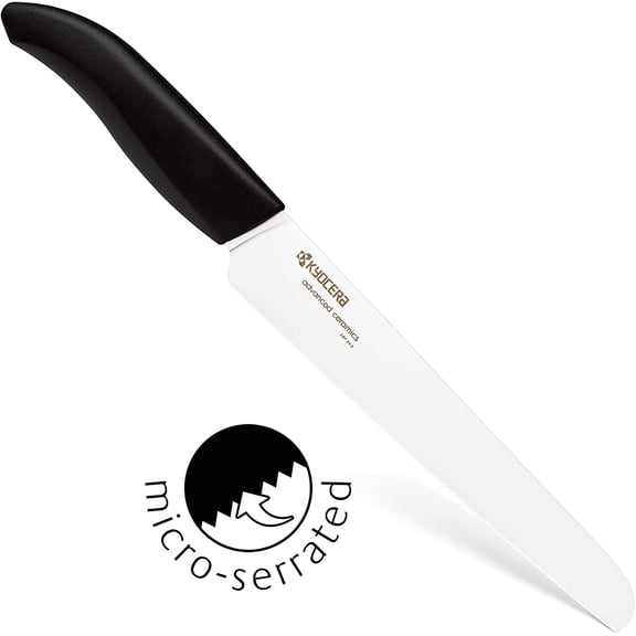 7-inch Serrated Slicing Bread Knife, Black Handle, White Blade