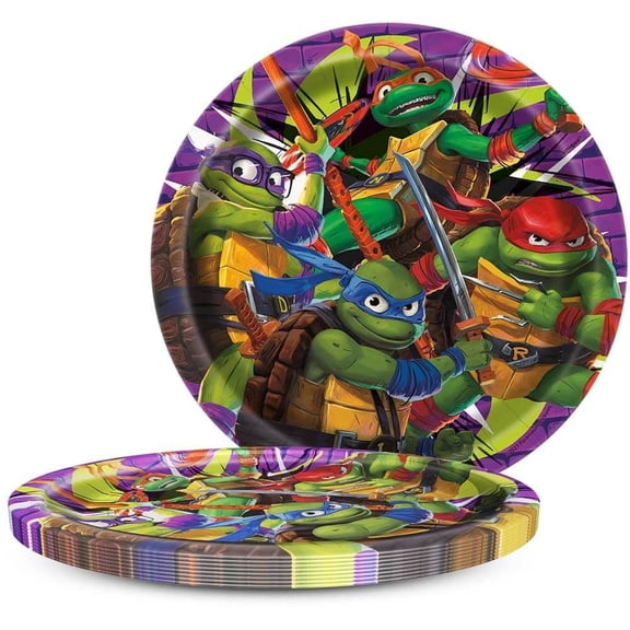 7 inch TMNT Mutant Mayhem Round Dessert Plates (8 Pack) - Party Supplies Decoration