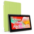thumbnail image 1 of 7 inch Tablet, Android 13 Tablet with Case, Quad Core,1024 x 600 IPS Touch Screen,4GB RAM 32GB ROM 1TB Expandable,Dual Camera, 3500Mah - Green, 1 of 8