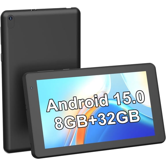7 inch Tablet, Android 15 Tablets RAM 6GB+ROM 32GB Quad Core Tablet, IPS Screen, 5.0 MP Camera, Wi-Fi, Bluetooth, GPS, FM Tablet PC Black