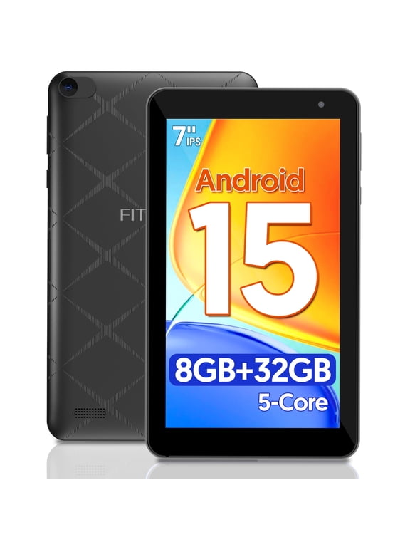 7 inch Tablet Android 15 Tablets, 8GB RAM 32GB ROM 1TB Expand, Five-Core, HD Display, Wi-Fi, Bluetooth-Black