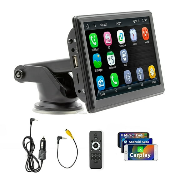 7 inch Touch Screen Car Stereo for Vehicle Wireless Apple Carplay Android auto with Remote Control Bluetooth Hands-free Mirror Link IOS/Android Multimedia Car MP5 Player Audio, GPS,FM,USB,TF