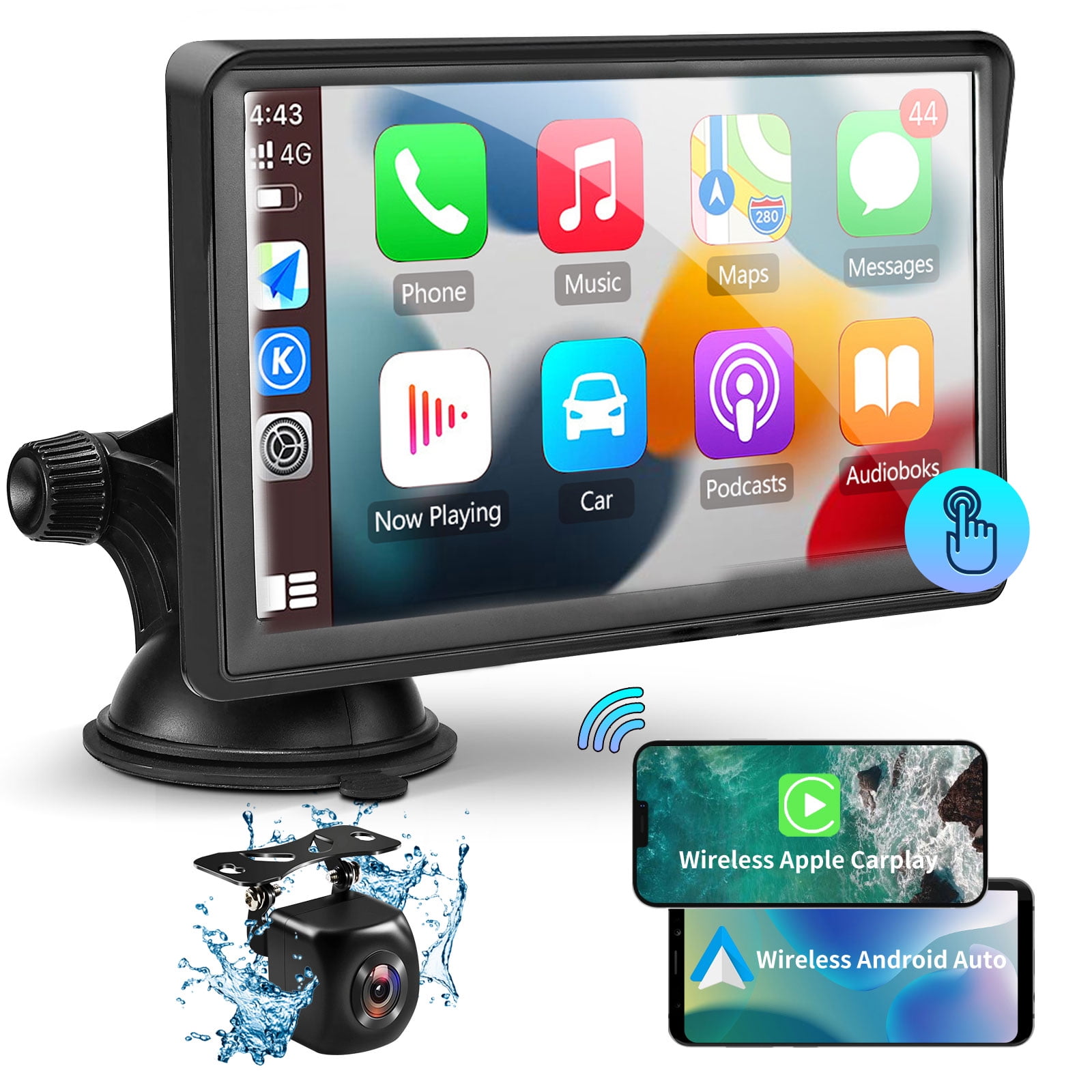  Auto Brightness Wireless Apple Carplay Dash Mount&Android  Auto7 Inch Portable Car Stereo Touch Screen.Driveplay