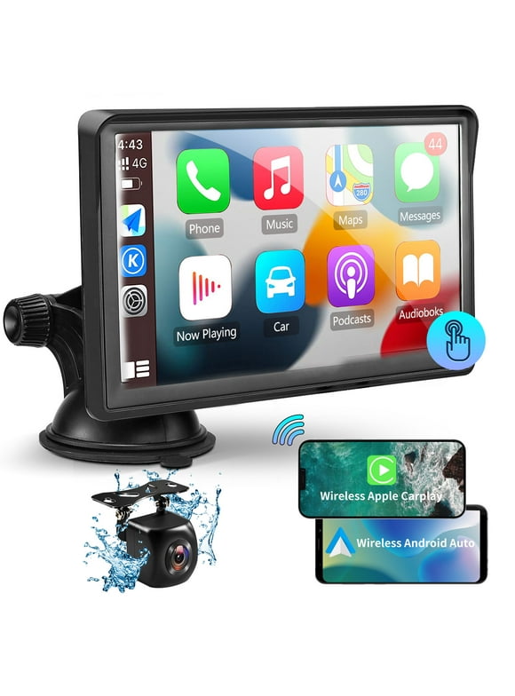 7-inch Touchscreen Wireless Car Stereo, Portable Car Radio Receiver with Apple Carplay & Android Auto Rear Camera GPS